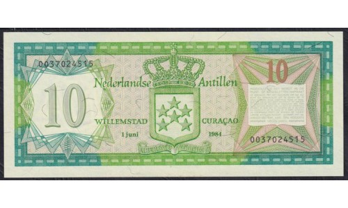 Нидерландские Антильские Острова 10 гульден 1984 года, РЕДКОСТЬ (NETHERLANDS ANTILLES 10 Gulden 1984) P 16b: UNC