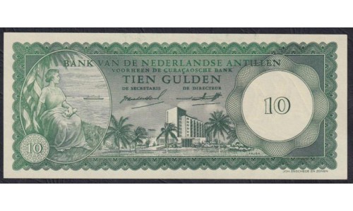 Нидерландские Антильские Острова 10 гульденов 1962 года, Редкость (NETHERLANDS ANTILLES 10 Gulden 1962) P 2: UNC