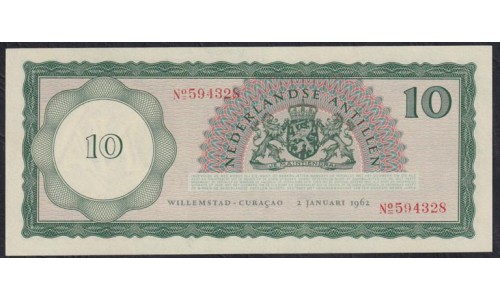 Нидерландские Антильские Острова 10 гульденов 1962 года, Редкость (NETHERLANDS ANTILLES 10 Gulden 1962) P 2: UNC