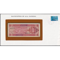 Нидерландские Антильские Острова 1 гульден 1970 года в конверте с маркой (NETHERLANDS ANTILLES 1 Gulden 1970) P 20a : UNC