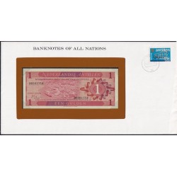 Нидерландские Антильские Острова 1 гульден 1970 года в конверте с маркой (NETHERLANDS ANTILLES 1 Gulden 1970) P 20a : UNC