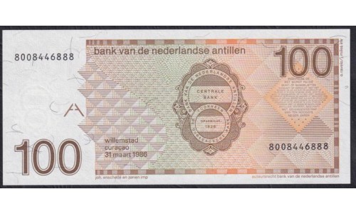 Нидерландские Антильские Острова 100 гульденов 1986 года, Редкие (NETHERLANDS ANTILLES 100 Gulden 1986) P 26a: UNC