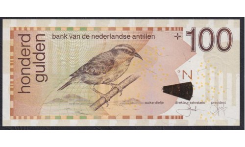 Нидерландские Антильские Острова 100 гульден 2006 год, РЕДКОСТЬ (NETHERLANDS ANTILLES 100 Gulden 2006, RARE) P 31d: UNC