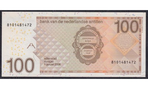 Нидерландские Антильские Острова 100 гульден 2006 год, РЕДКОСТЬ (NETHERLANDS ANTILLES 100 Gulden 2006, RARE) P 31d: UNC