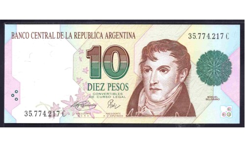 Аргентина 10 песо (1992-1997) (ARGENTINA 10 peso (1992-1997)) P 342b(1) series C : UNC