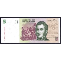 Аргентина 5 песо (2003) (ARGENTINA 5 peso (2003)) P 353b(1) : UNC