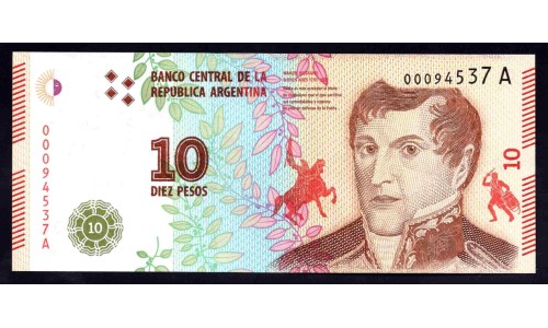 Аргентина 10 песо (2016) (ARGENTINA 10 peso (2016)) P 360 : UNC