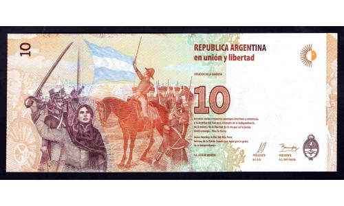 Аргентина 10 песо (2016) (ARGENTINA 10 peso (2016)) P 360 : UNC