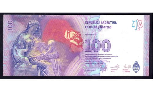 Аргентина 100 песо (2012) (ARGENTINA 100 peso (2012)) P 358b(1) series F : UNC