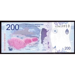 Аргентина 200 песо (2016) (ARGENTINA 200 peso (2016)) P 364 series D : UNC