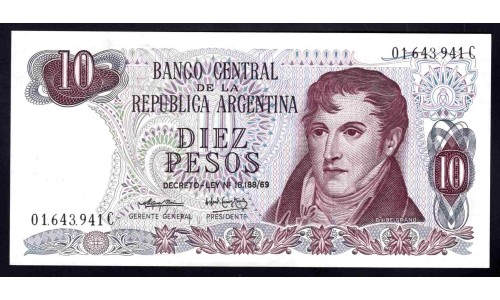 Аргентина 10 песо (1973-1976) (ARGENTINA 10 pesos (1973-1976)) P 295(1) : UNC