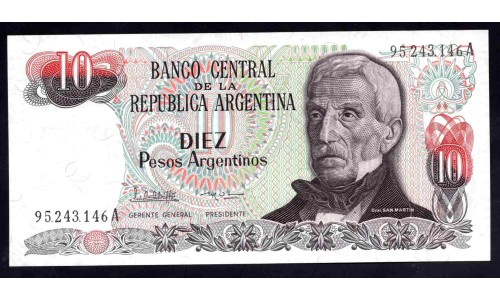 Аргентина 10 песо (1983-1984) (ARGENTINA 10 pesos (1983-1984)) P 313a(2) series A : UNC