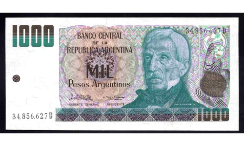 Аргентина 1000 песо (1984) (ARGENTINA 1000 pesos (1984)) P 317b series D : UNC