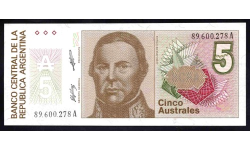 Аргентина 5 аустралей (1985-1989) (ARGENTINA 5 australes (1985-1989)) P 324b : UNC