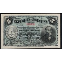 Аргентина 5 Центаво 01.11.1891 года (ARGENTINA 5 Centavos 01.11.1891) P 209(3): UNC-