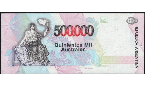 Аргентина 500000 аустралей 1991 года, СУПР НОМЕР!!! (ARGENTINA 500000 australes (1991)) P338(1) : UNC