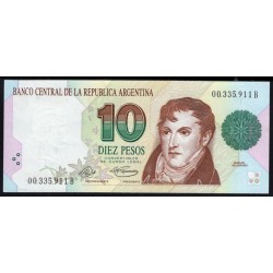 Аргентина 10 песо (1992-1997) 00.335.911 B (ARGENTINA 10 peso (1992-1997)) P 342a(2) series B: UNC