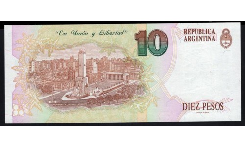 Аргентина 10 песо (1992-1997) 60.790.885 B (ARGENTINA 10 pesos (1992-1997)) P 342b(1) series B: UNC
