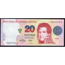 Аргентина 20 песо (1992-1997), 92.617.671 A (ARGENTINA 20 pesos (1992-1997) series A) P 343b(1) : UNC