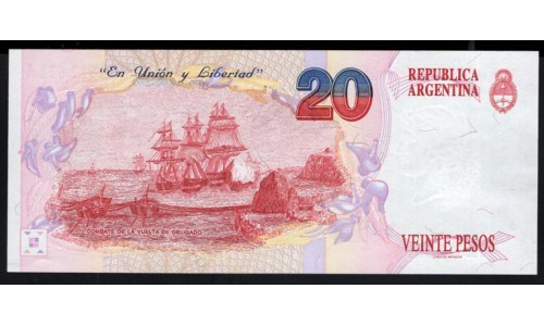 Аргентина 20 песо (1992-1997), 92.617.671 A (ARGENTINA 20 pesos (1992-1997) series A) P 343b(1) : UNC