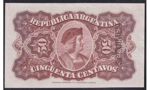Аргентина 50 Центаво 19.07.1895 года, ОБРАЗЕЦ (ARGENTINA 50 Centavos 19.07.1995, SPECIMEN) P 230: UNC