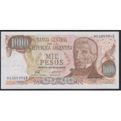 Аргентина 1000 песо (1973-1976), 91.509.974B, РЕДКАЯ (ARGENTINA 1000 pesos (1973-1976)) P 299(3) : UNC