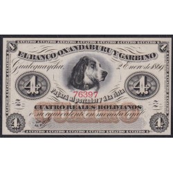 Аргентина 4 Риеля Боливианос 01.12.1867 ( S1781  ARGENTINA - Banco Oxandaburu y Garbino 4 Reales Bolivianos, Banco Oxandaburu y Garbino  01.12.1867) PS 1781: UNC