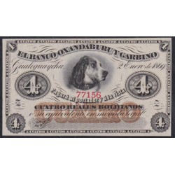 Аргентина 4 Риеля Боливианос 01.12.1867 года, 77156 (ARGENTINA - Banco Oxandaburu y Garbino 4 Reales Bolivianos, Banco Oxandaburu y Garbino  01.12.1867) PS 1781: UNC