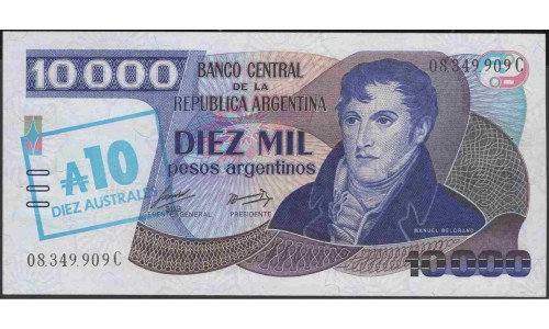 Аргентина 10 аустралей (1985) (ARGENTINA 10 australes (1985)) P 322d seies C : UNC