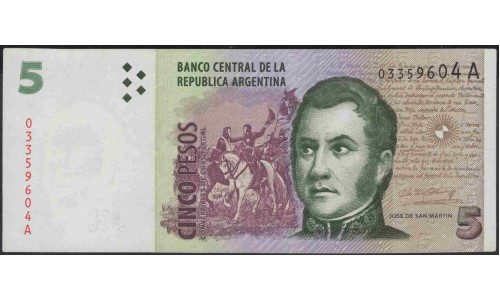 Аргентина 5 песо (1998-2003) (ARGENTINA 5 peso (1998-2003)) P 347(1) : UNC-
