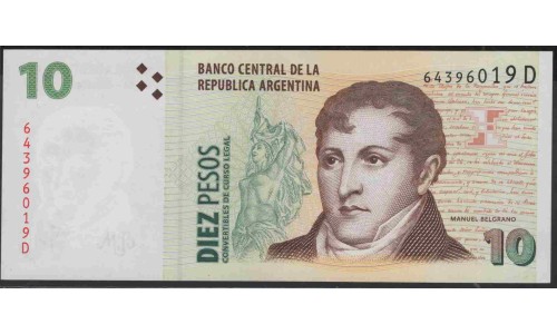 Аргентина 10 песо (1998-2003) (ARGENTINA 10 peso (1998-2003)) P 348(2) : UNC