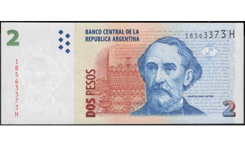 Аргентина 2 песо (2002) (ARGENTINA 2 peso (2002)) P 352(4) series H : UNC