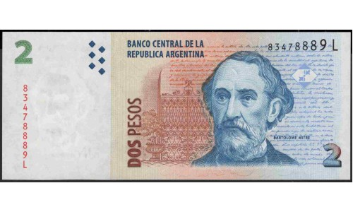 Аргентина 2 песо (2002) (ARGENTINA 2 peso (2002)) P 352(6) series L : UNC