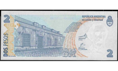 Аргентина 2 песо (2002) (ARGENTINA 2 peso (2002)) P 352(6) series L : UNC