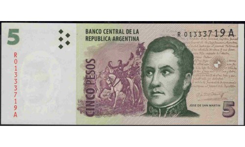 Аргентина 5 песо (2003) Замещение (ARGENTINA 5 peso (2003) Replacement) P 353 : UNC