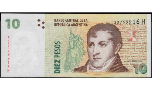 Аргентина 10 песо (2003) (ARGENTINA 10 peso (2003)) P 354a(3) : UNC