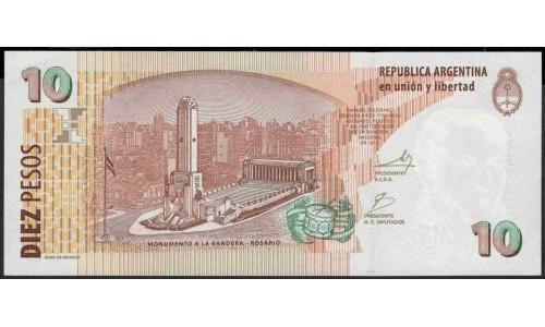 Аргентина 10 песо (2003) (ARGENTINA 10 peso (2003)) P 354a(5) series L : UNC