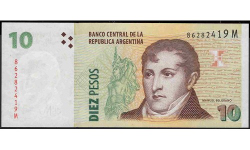 Аргентина 10 песо (2003) (ARGENTINA 10 peso (2003)) P 354a(5) series M : UNC