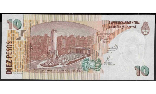 Аргентина 10 песо (2003) (ARGENTINA 10 peso (2003)) P 354a(5) series N : UNC