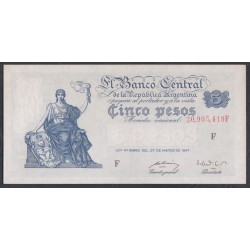 Аргентина 5 песо (1949-51) литера F (ARGENTINA 5 peso (1949-51)) P 258: UNC-/UNC