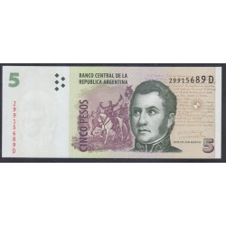 Аргентина 5 песо (2003) (ARGENTINA 5 peso (2003)) P 353a(2) series D : UNC
