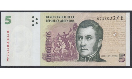 Аргентина 5 песо (2003) (ARGENTINA 5 peso (2003)) P 353a(2) series E : UNC
