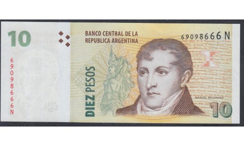 Аргентина 10 песо (2003) (ARGENTINA 10 peso (2003)) P 354a(6) series N : UNC