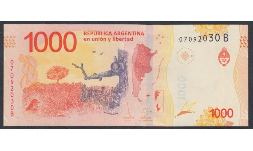 Аргентина 1000 песо (2017) (ARGENTINA 1000 peso (2017)) P 366 series B : UNC
