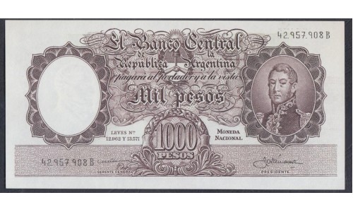 Аргентина 1000 песо (1954-1964) (ARGENTINA 1000 pesos (1954-1964)) P 274(4-1): UNC