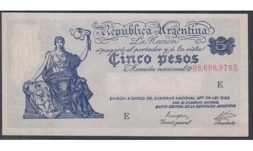 Аргентина 5 песо (1935) литера Е (ARGENTINA 5 peso (1935)) P 252(4) : UNC