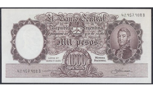 Аргентина 1000 песо (1954-1964) (ARGENTINA 1000 pesos (1954-1964)) P 274(4-1): UNC