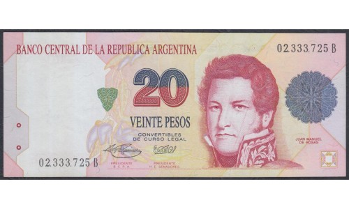 Аргентина 20 песо (1992-1997), серия B (ARGENTINA 20 pesos (1992-1997) series B) P 343b(1) : aUNC
