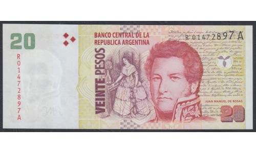 Аргентина 20 песо (2003), серия А (ARGENTINA 20 pesos (2003) series A) P 355a(3-1): UNC