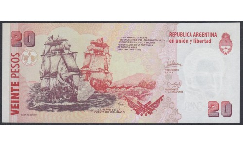 Аргентина 20 песо (2003), серия А (ARGENTINA 20 pesos (2003) series A) P 355a(3-1): UNC